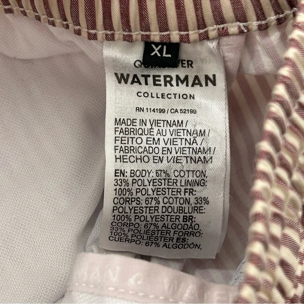 Quiksilver Waterman Collection Burgundy White Striped Swim Trunks Board Short XL